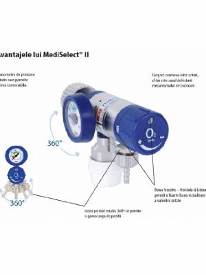 Imagine 2 Regulator de presiune Oxigen medical GCE MEDISELECT II G3/4 9/16 Imagine 2 Regulator de presiune Oxigen medical GCE MEDISELECT II G3/4 9/16